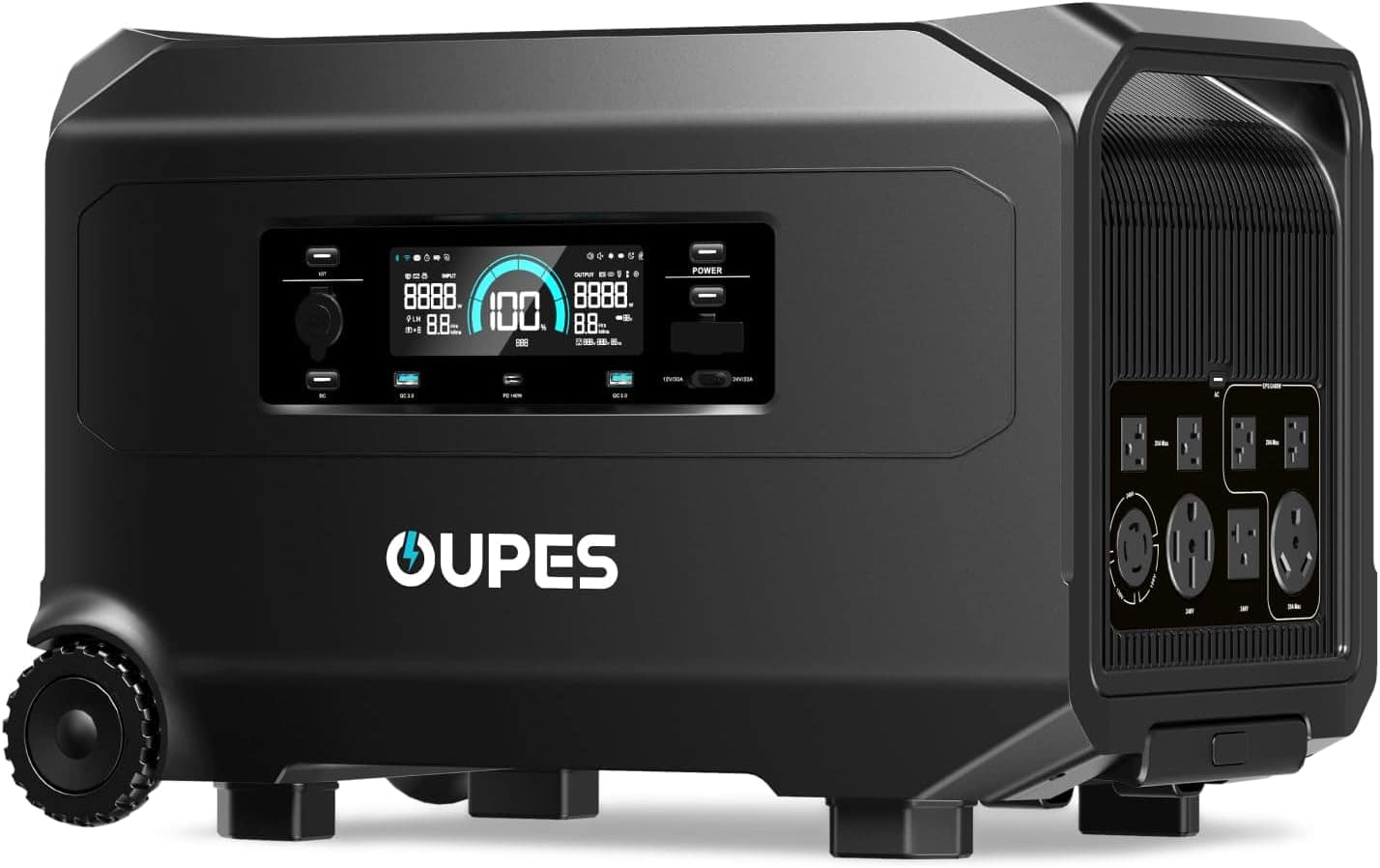 OUPES Guardian 6000 Portable Power Station with 4608Wh LiFePO4 battery and dual voltage capability.